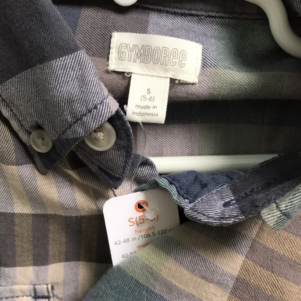 GYMBOREE Blue Yellow Plaid Button Down Shirt, S